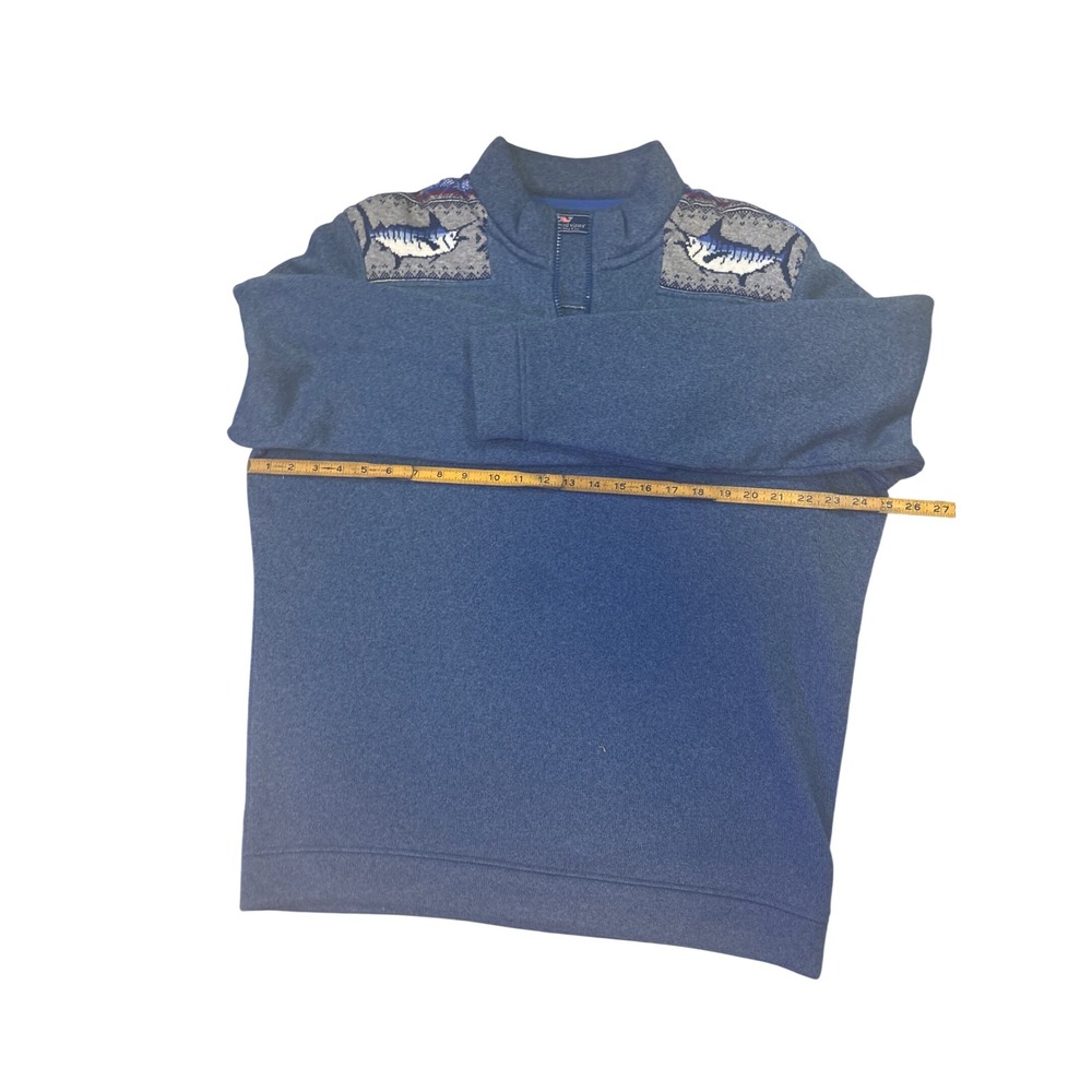 Vineyard Vines Mens Blue Marlin Fair Isle Quarter Zip Pullover Sweater Large - Picture 7 of 7